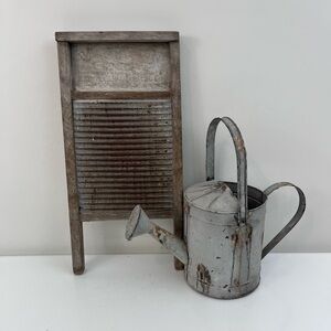 Galvanized Tin Watering Can and Washboard Small